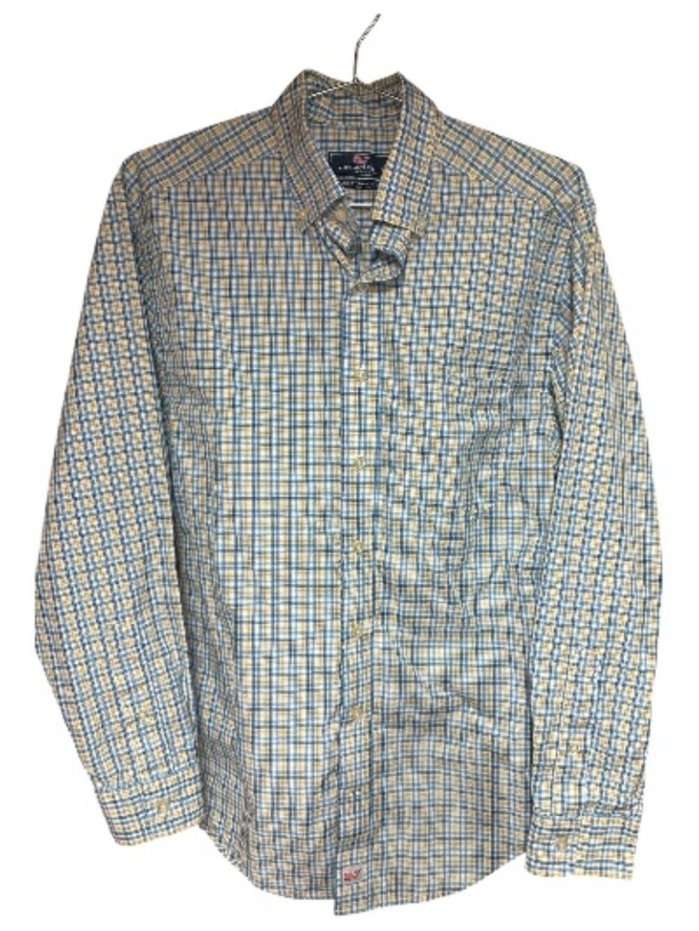 Vineyard Vines Murray Shirt Men's Small Yellow Blue White Check L/S Button-Down